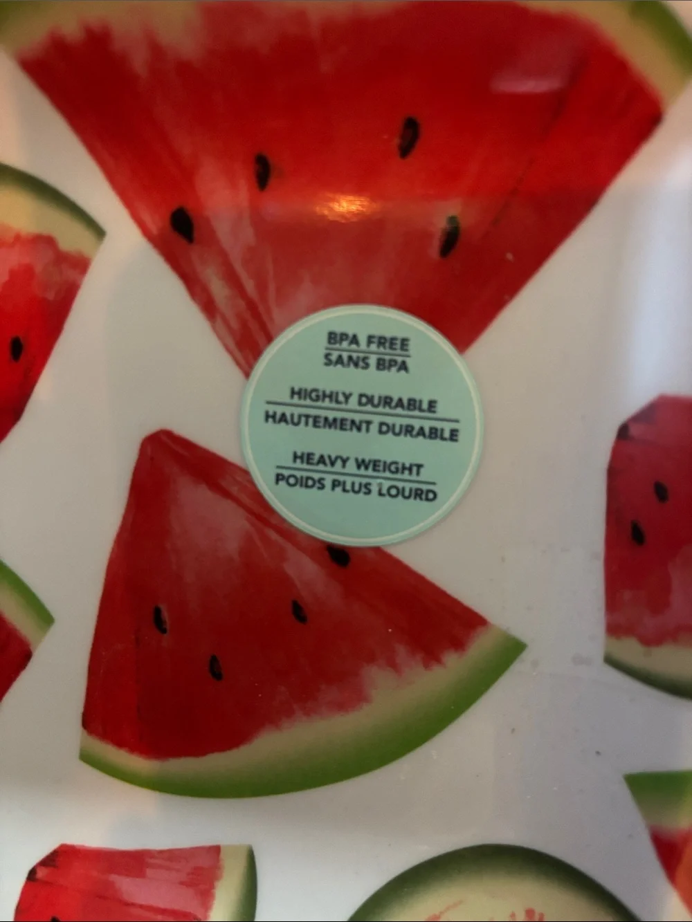 Kids Watermelon Print Snack Tray - White & Red